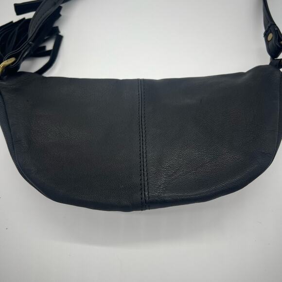 ASOS Black Vegan Leather Fanny Pack Cross Body Bag OS Tassel Adjustable - Picture 3 of 9